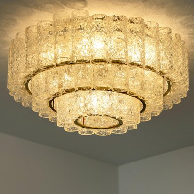 Glass and Brass Chandelier from Doria, Germany, 1960s-VDW-2044195