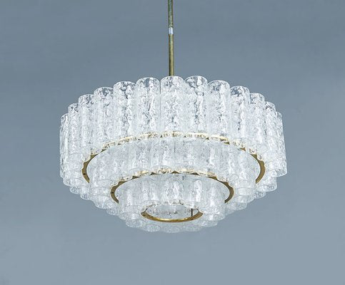 Glass and Brass Chandelier from Doria Leuchten, 1960s-SN-1744273