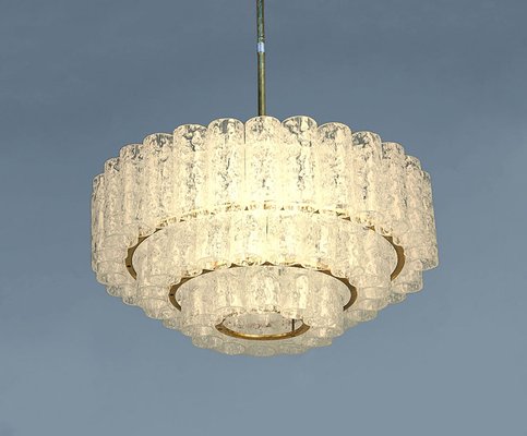 Glass and Brass Chandelier from Doria Leuchten, 1960s-SN-1744273