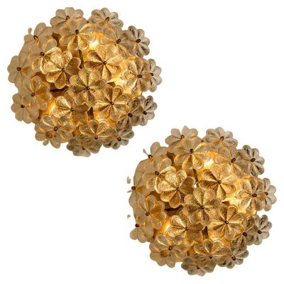 Glass and Brass Floral Wall Light by Ernst Palme, 1970s-VDW-1300434