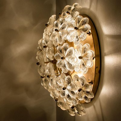 Glass and Brass Floral Wall Light by Ernst Palme, 1970s-VDW-1300434