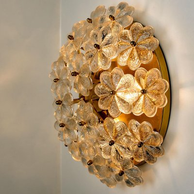 Glass and Brass Floral Wall Light by Ernst Palme, 1970s-VDW-1300434