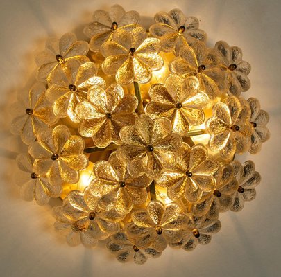 Glass and Brass Floral Wall Light by Ernst Palme, 1970s-VDW-1300434