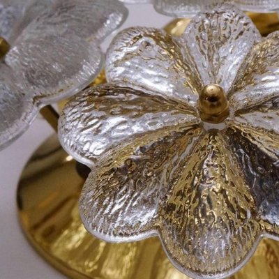 Glass and Brass Floral Wall Light from Ernst Palme, 1970s-VDW-1765711