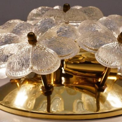 Glass and Brass Floral Wall Light from Ernst Palme, 1970s-VDW-1765711