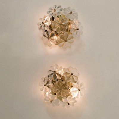 Glass and Brass Floral Wall Light from Ernst Palme, 1970s-VDW-1765711