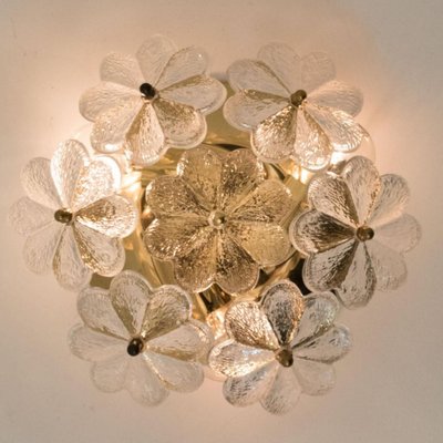 Glass and Brass Floral Wall Light from Ernst Palme, 1970s-VDW-1765711