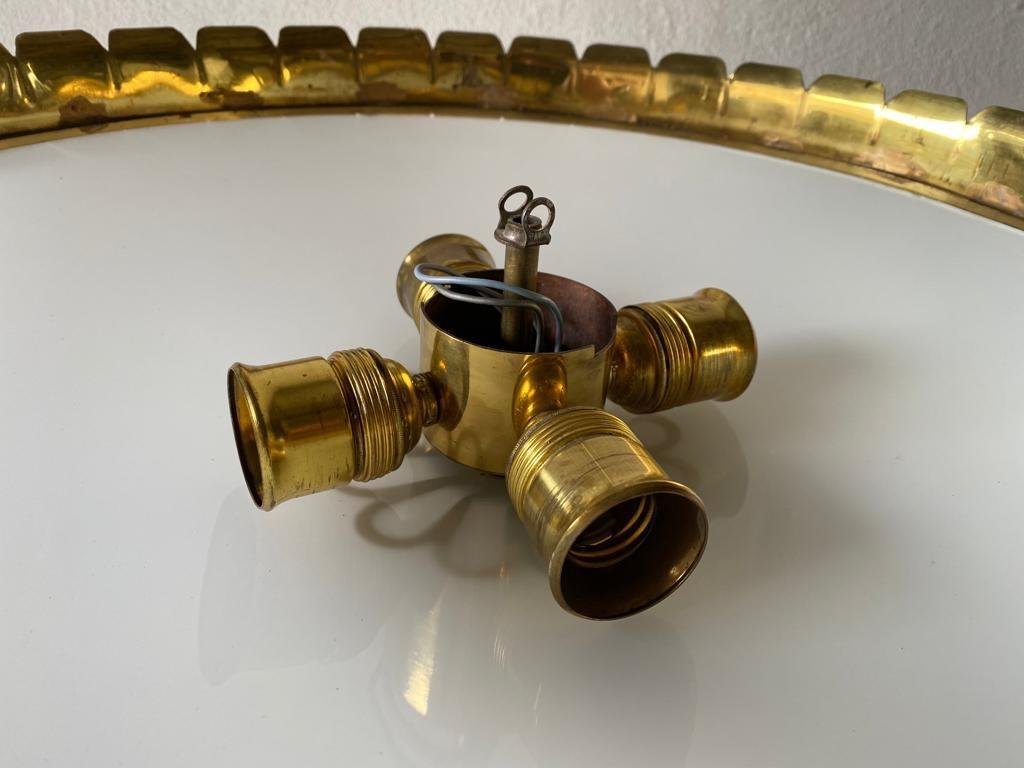 Glass and Brass Flush Mount by Vereinigte Werkstätten München, Germany, 1950s