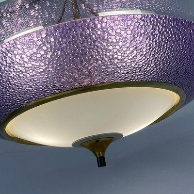 Glass and Brass Hanging Light from Fontana Arte, 1950s-OE-2016973