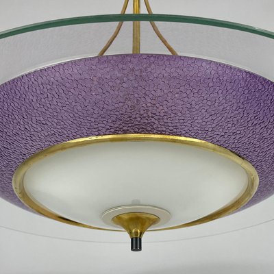 Glass and Brass Hanging Light from Fontana Arte, 1950s-OE-2016973