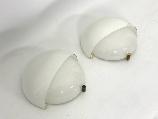 Glass and Brass Mania Sconces by Vico Magistretti for Artemide, Italy, 1960s, Set of 2-OT-1811439