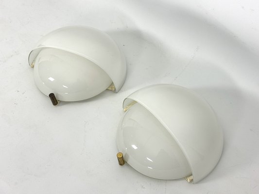 Glass and Brass Mania Sconces by Vico Magistretti for Artemide, Italy, 1960s, Set of 2-OT-1811439