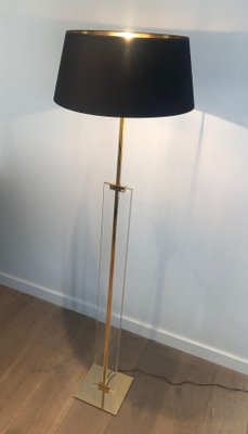 Glass and Brass Parquet Floor Lamp-BA-1365422