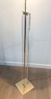 Glass and Brass Parquet Floor Lamp-BA-1365422