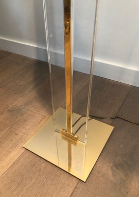 Glass and Brass Parquet Floor Lamp-BA-1365422