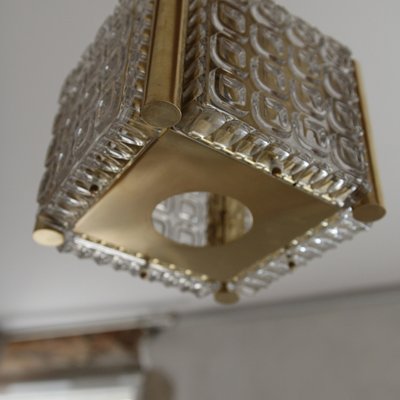 Glass and Brass Pendant Lamp, 1970s-MYM-2022856