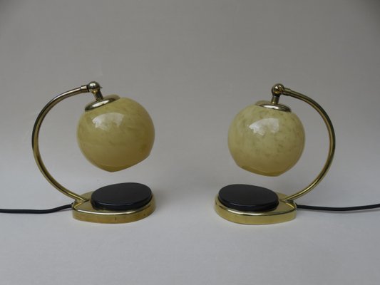 Glass and Brass Table Lamps by Marianne Brandt, 1950s, Set of 2-EY-716931