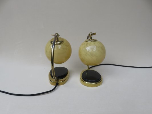 Glass and Brass Table Lamps by Marianne Brandt, 1950s, Set of 2-EY-716931