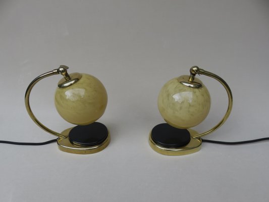 Glass and Brass Table Lamps by Marianne Brandt, 1950s, Set of 2-EY-716931