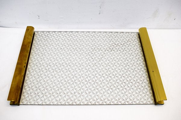 Glass and Brass Tray, Italy, 1970s-AOL-827209