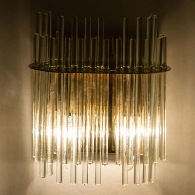 Glass and Brass Wall Sconce in the style of Sciolari, 1960s-VDW-1721203