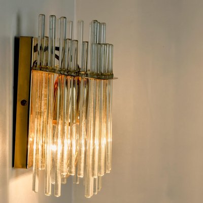 Glass and Brass Wall Sconce in the style of Sciolari, 1960s-VDW-1721203