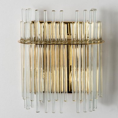 Glass and Brass Wall Sconce in the style of Sciolari, 1960s-VDW-1721203