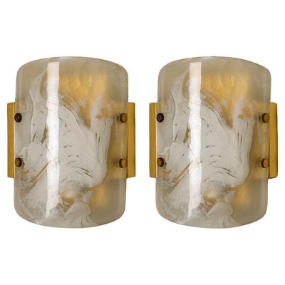 Glass and Brass Wall Sconces from Kalmar, 1960s, Set of 2-VDW-1823118