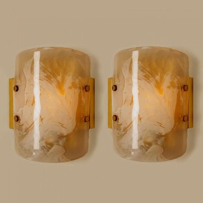 Glass and Brass Wall Sconces from Kalmar, 1960s, Set of 2-VDW-1823118