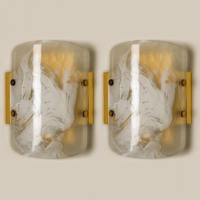 Glass and Brass Wall Sconces from Kalmar, 1960s, Set of 2-VDW-1823118