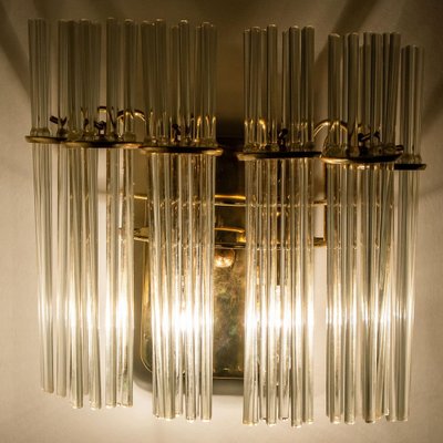 Glass and Brass Wall Sconces in the style of Sciolari, 1960s, Set of 2-VDW-1721206