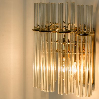 Glass and Brass Wall Sconces in the style of Sciolari, 1960s, Set of 2-VDW-1721206