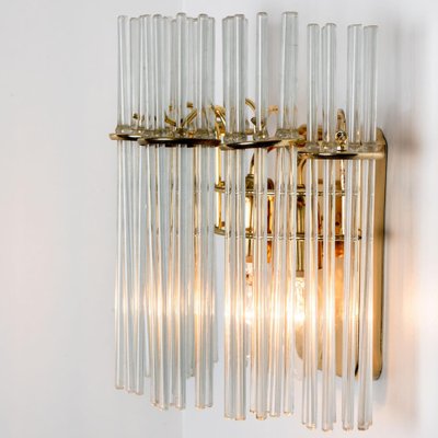 Glass and Brass Wall Sconces in the style of Sciolari, 1960s, Set of 2-VDW-1721206