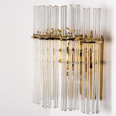 Glass and Brass Wall Sconces in the style of Sciolari, 1960s, Set of 2-VDW-1721206