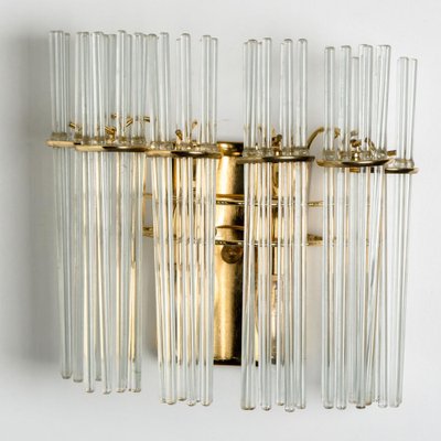 Glass and Brass Wall Sconces in the style of Sciolari, 1960s, Set of 2-VDW-1721206