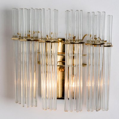 Glass and Brass Wall Sconces in the style of Sciolari, 1960s, Set of 2-VDW-1721206