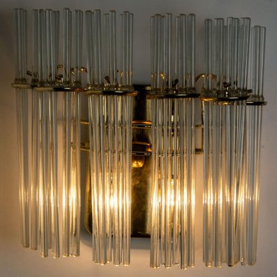 Glass and Brass Wall Sconces in the style of Sciolari, 1960s, Set of 2-VDW-1721206