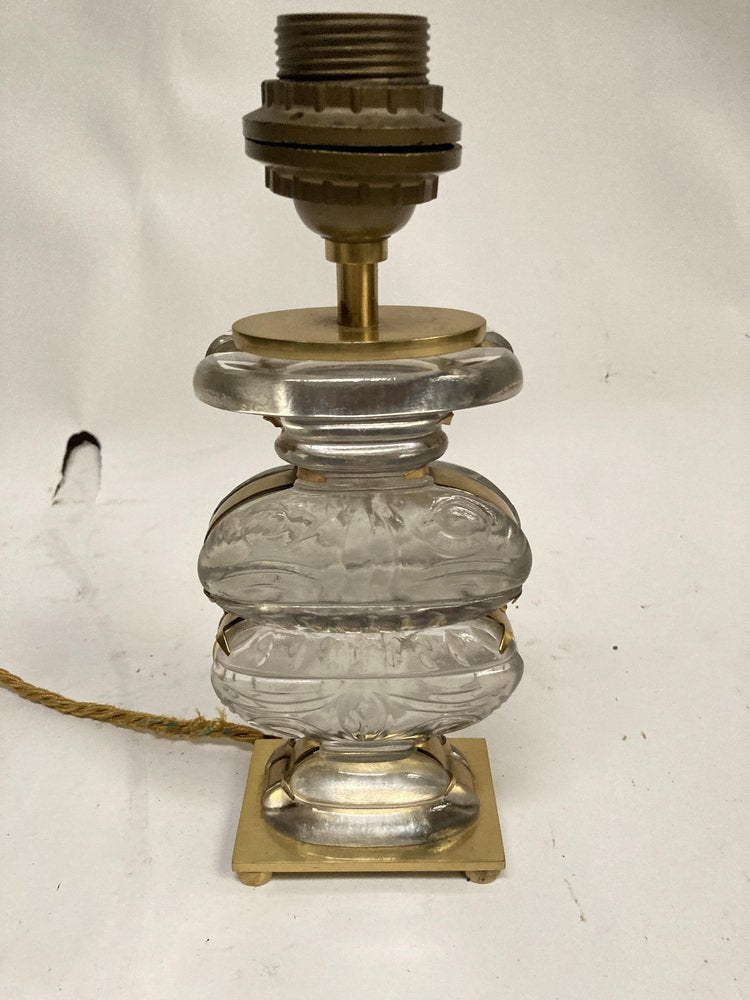 Glass and Bronze Lamp from Maison Baguès, 1940