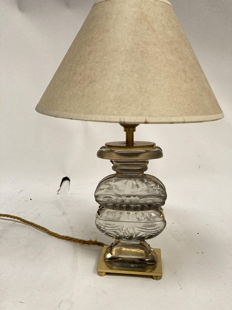 Glass and Bronze Lamp from Maison Baguès, 1940