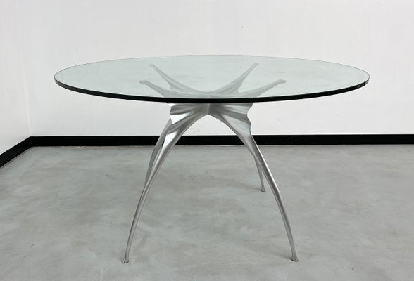 Glass and Cast Aluminum Dining Table, 1980-WKI-2031352