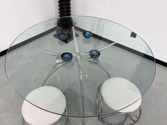 Glass and Cast Aluminum Dining Table, 1980-WKI-2031352