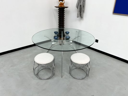 Glass and Cast Aluminum Dining Table, 1980-WKI-2031352