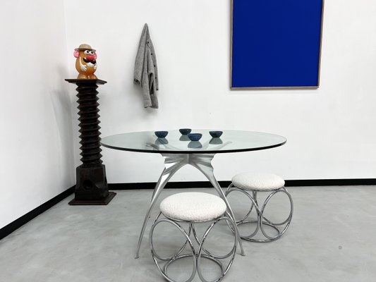 Glass and Cast Aluminum Dining Table, 1980-WKI-2031352