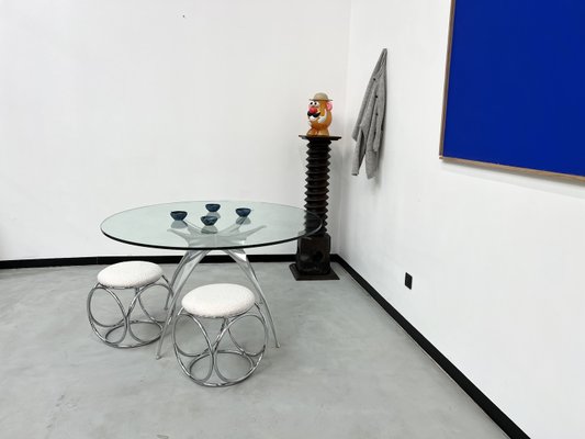 Glass and Cast Aluminum Dining Table, 1980-WKI-2031352