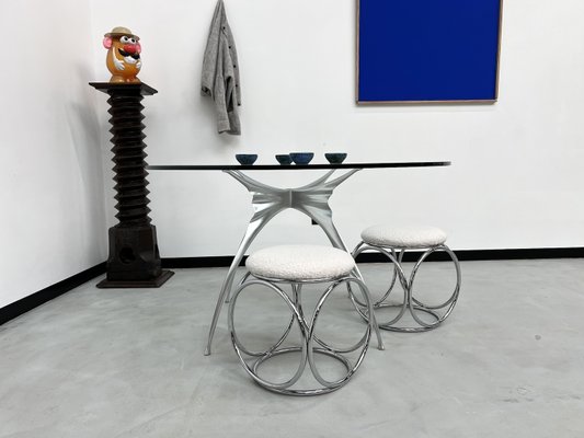 Glass and Cast Aluminum Dining Table, 1980-WKI-2031352