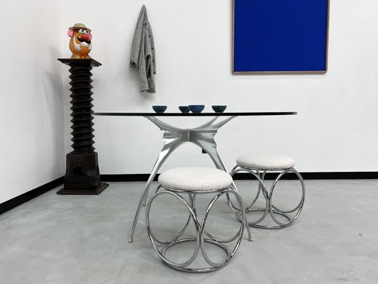 Glass and Cast Aluminum Dining Table, 1980-WKI-2031352