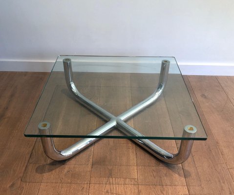 Glass and Chrome Coffee Table-BA-1365335