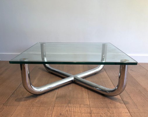 Glass and Chrome Coffee Table-BA-1365335