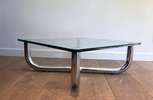 Glass and Chrome Coffee Table-BA-1365335