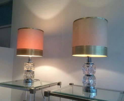 Glass and Chrome Lamps, 1970, Set of 2-BA-1365697